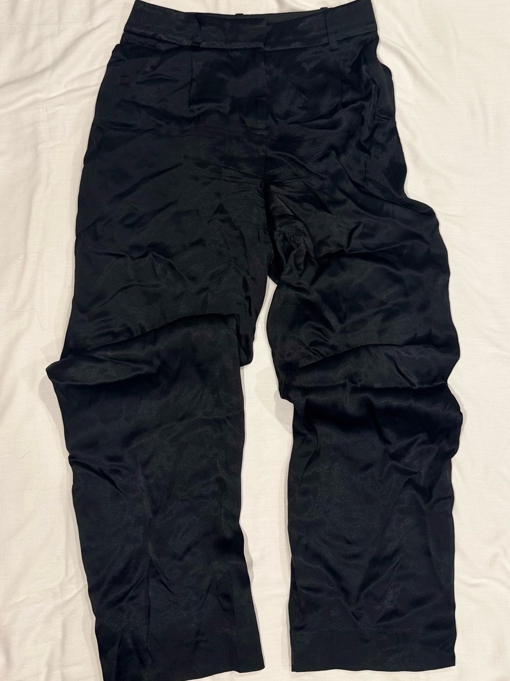 J. Crew Black Satin Wide-Leg Trousers size 0